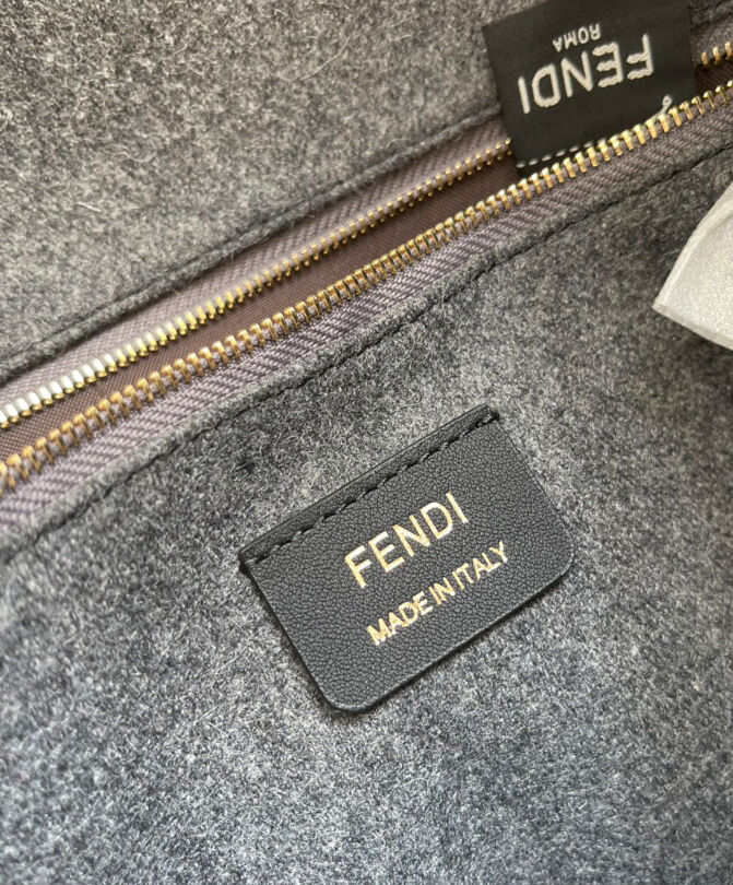 Fendi Sunshine Shopper Leather Handbag 8BH372 Dark Grey